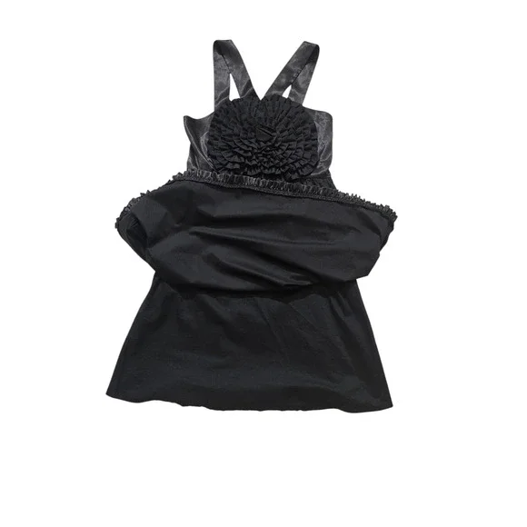 New Anthropologie burlapp swirled rosette black cocktail midi dress size 6 - Picture 6 of 12